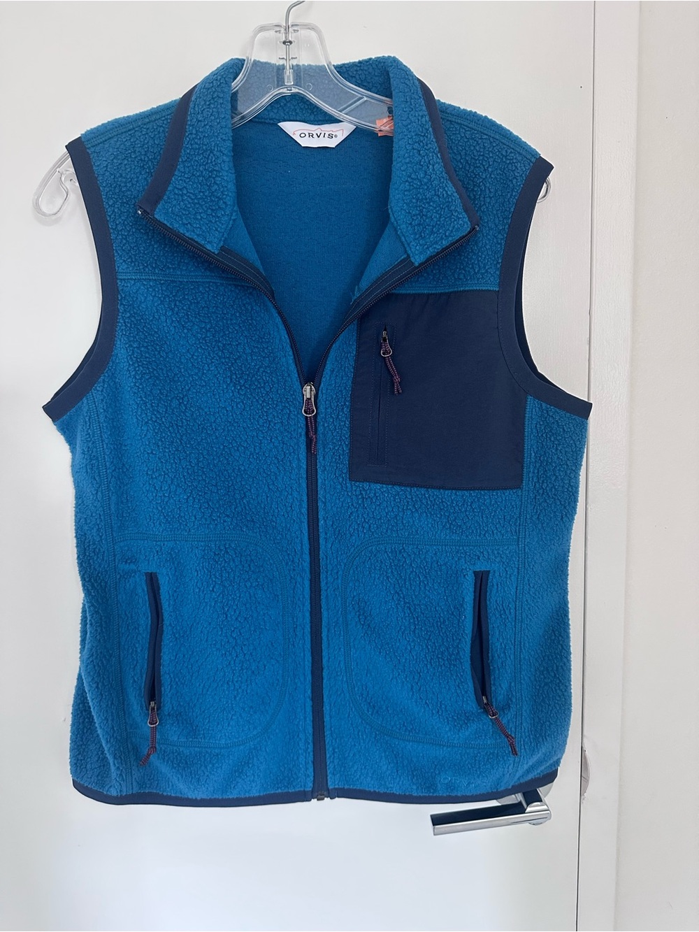 Orvis Women’s Size S Sherpa Fleece Vest Blue Full Zip Outdoor Hiking